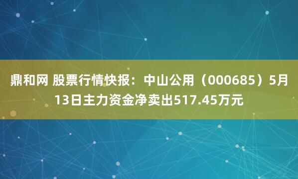 鼎和网 股票行情快报：中山公用（000685）5月13日主力资金净卖出517.45万元