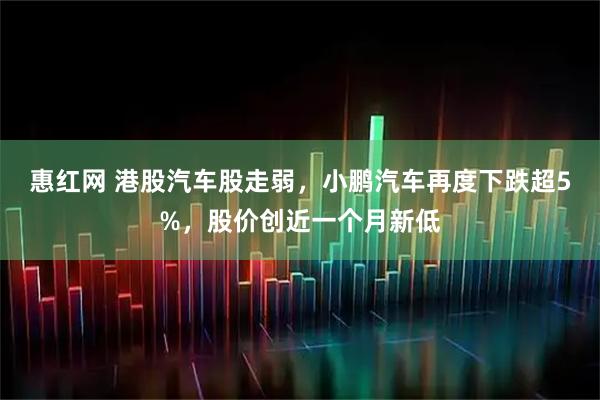 惠红网 港股汽车股走弱，小鹏汽车再度下跌超5%，股价创近一个月新低