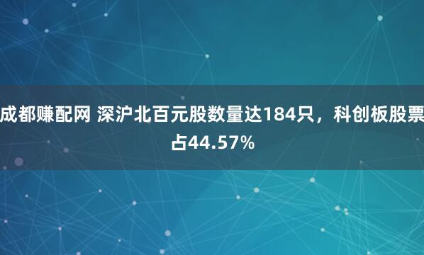 成都赚配网 深沪北百元股数量达184只，科创板股票占44.57%