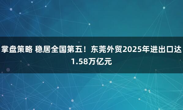 掌盘策略 稳居全国第五！东莞外贸2025年进出口达1.58万亿元